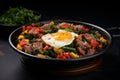 Delicious bibimbap. traditional south korean dish with mixed rice, veggies, and meat Royalty Free Stock Photo