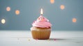 Delicious Birthday cupcake. Illustration AI Generative