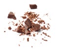 Delicious black chocolate shavings and pieces