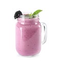 Delicious blackberry smoothie in mason jar Royalty Free Stock Photo