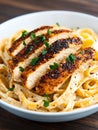 Delicious blackened chicken with pasta Royalty Free Stock Photo
