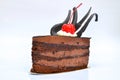 Delicious blackforest cake with chocolate shavings and cherry fruit topping