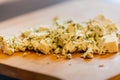 delicious blue cheese closeup on wooden board