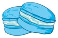 Delicious blue macaron, illustration, vector