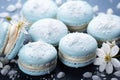 Delicious Blue Macaroon Overhead Shot in Recipe Magazine AI Generated