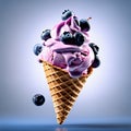 Floating delicious blueberry gelato cone is a summertime treat that is sure to tantalize your taste buds