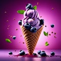 Floating delicious blueberry gelato cone is a summertime treat that is sure to tantalize your taste buds