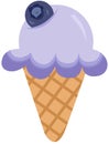 Delicious blueberry ice cream cone Royalty Free Stock Photo