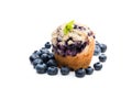 Delicious blueberry muffin isolated on white Royalty Free Stock Photo