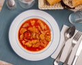 Delicious boiled beef tripe with chorizo and broth