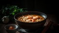 Nourishing Comfort, A Bowlful of Delightful Shrimp and Noodle Soup, Generative AI