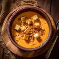 Creamy Tomato Soup with Croutons Royalty Free Stock Photo