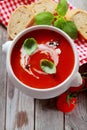 Delicious bowl of fresh country tomato soup