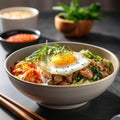 Korean Bibimbap with Sunny Side Up Egg, AI Generated