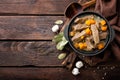 Delicious braised beef meat in broth with vegetables, goulash Royalty Free Stock Photo