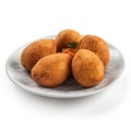 Delicious Brazilian Coxinha with Chicken Filling on a Plate . Royalty Free Stock Photo