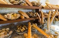 Delicious bread on counter shop