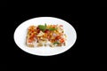 Delicious bread Dahi papdi Chaat isolated on black