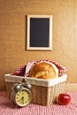 Delicious bread and rolls in wicker basket Royalty Free Stock Photo