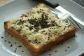 delicious bread sprinkled with messes and cheese