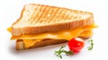 Delicious Bread Toast Sandwich: Maasdam Cheese Slices and Cherry Tomato Temptations on White Backgro Royalty Free Stock Photo