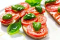 Delicious bread with tomato and basil