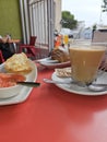 Delicious breakfast in a beach town, with some toast and a coffee Royalty Free Stock Photo