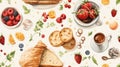 Delicious Breakfast Foods Seamless Pattern AI Generated
