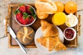 Delicious breakfast with fresh croissants Royalty Free Stock Photo