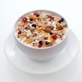 Delicious breakfast muesli with fruit and nuts