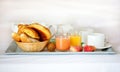 Delicious breakfast served in bed Royalty Free Stock Photo