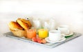 Delicious breakfast served in bed Royalty Free Stock Photo