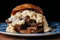 Delicious Brisket Sandwich with Mac and Cheese Royalty Free Stock Photo