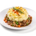 Delicious British Shepherd\'s Pie with Mashed Potatoes on a Plate.