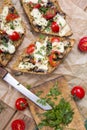 Delicious bruschetta with tomatoes,