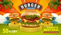 Delicious burger ad banner