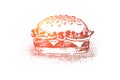 Delicious burger, classic street food, sesame buns with, grilled cutlet, salad, tomato and cheese