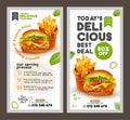 Delicious burger and fries banner template