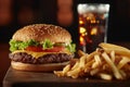 Delicious Burger and Fries with Soda