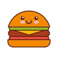 Delicious burger kawaii character
