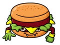 the delicious burger monster with the big eyes and vegetables inside