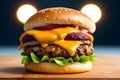 Delicious Burger Photography. Food background. AI Image Generated