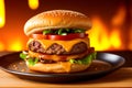 Delicious Burger Photography. Food background. AI Image Generated