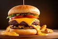 Delicious Burger Photography. Food background. AI Image Generated