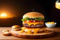 Delicious Burger Photography. Food background. AI Image Generated