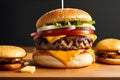 Delicious Burger Photography. Food background. AI Image Generated