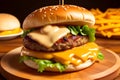 Delicious Burger Photography. Food background. AI Image Generated