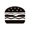 Delicious Burger Silhouette with Meat and Cheese Layering in a Simple Icon Royalty Free Stock Photo
