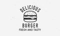 Delicious Burger - vintage logo template with burger silhouette