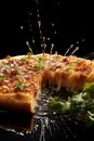 Delicious Burst of Flavors. Detailed Close-Up Food Photography of Vibrant Pizza Slice Royalty Free Stock Photo